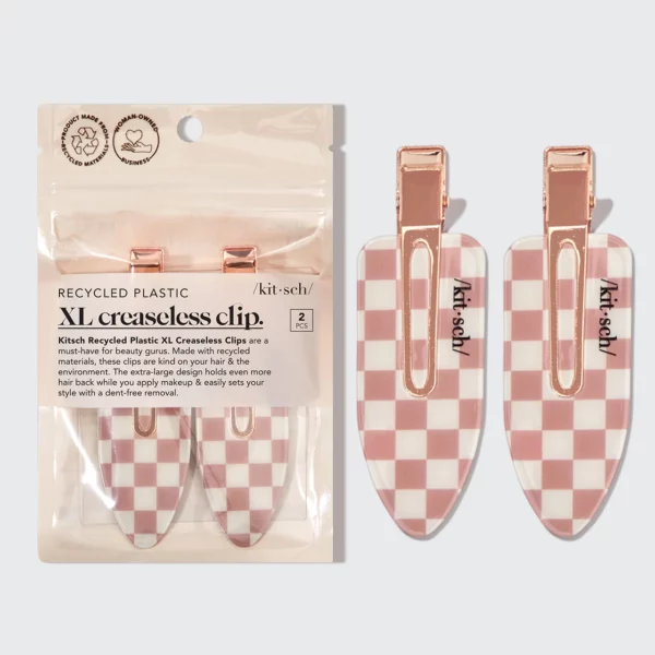 Kitsch Creaseless Clips - XL Pink Checkered